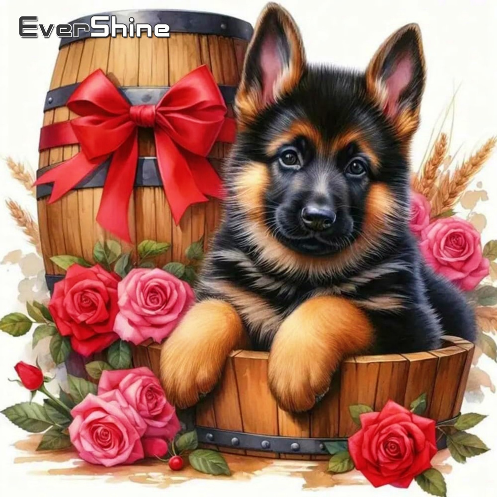 Woodworking Resin - Evershine Diamantmozaïek Hond Dier Kruissteek Schilderij