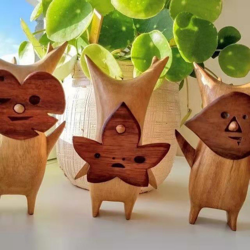 Woodworking Resin - 1/2/3pcs Houten Korok Standbeeld Woondecoratie Handwerk